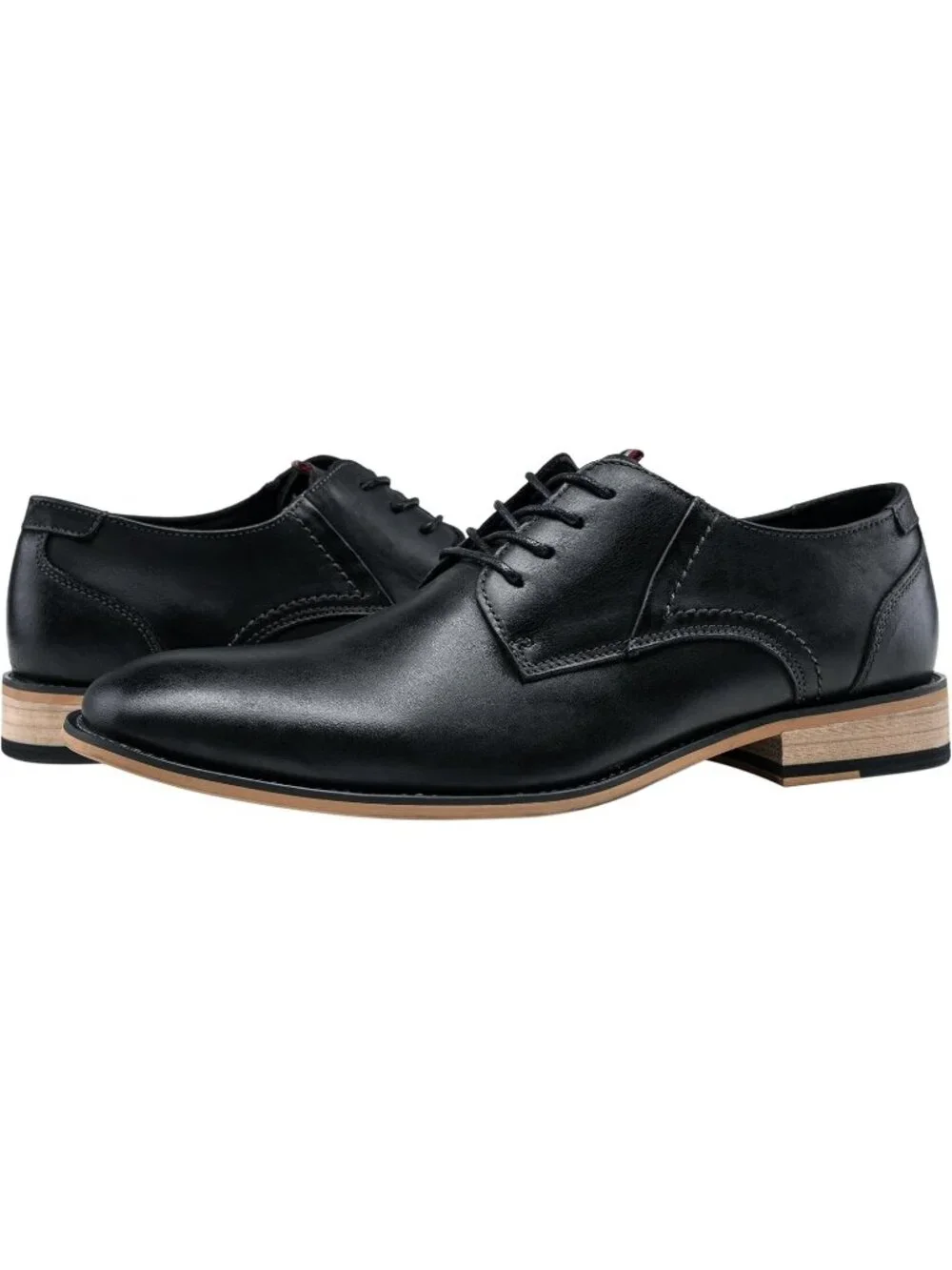 Men's Retro Black Leather Retro Plain Formal Dress Oxford Derby Shoes Causal